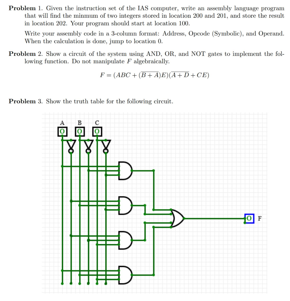 Solved Problem 1. Given the instruction set of the IAS | Chegg.com