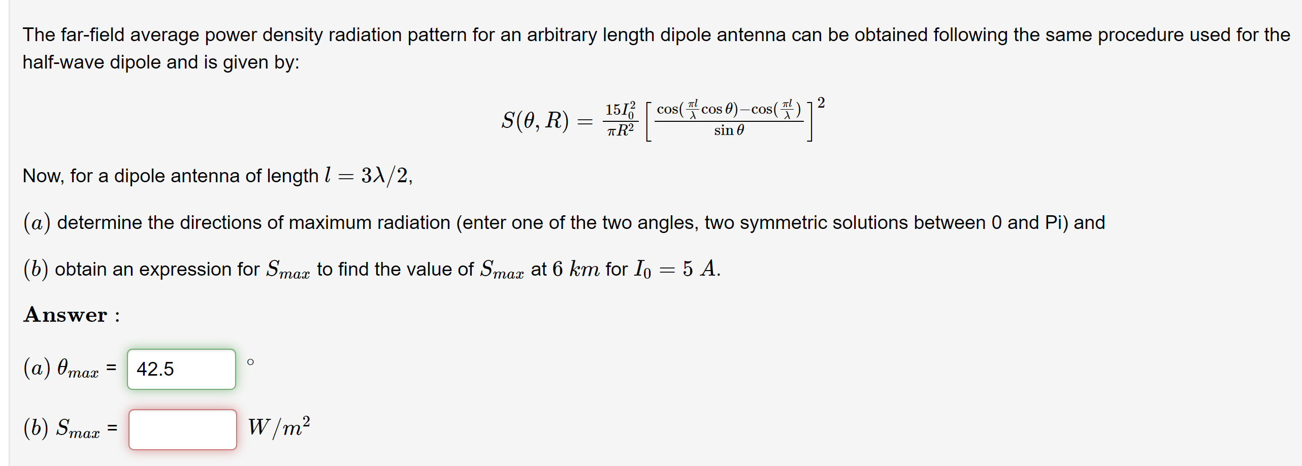 Solved a Determine the effective area of a halfwave dipole