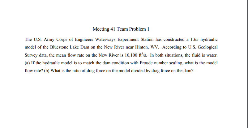 Solved Meeting 41 Team Problem 1 The U.S. Army Corps of | Chegg.com