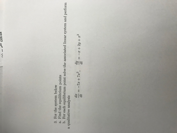 Solved 3. For the system below a. Find the equilibrium | Chegg.com