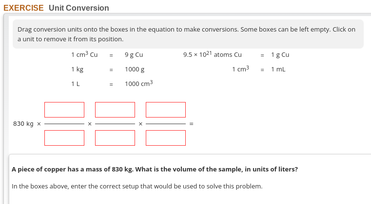 Solved EXERCISE Unit ConversionDrag conversion units onto | Chegg.com