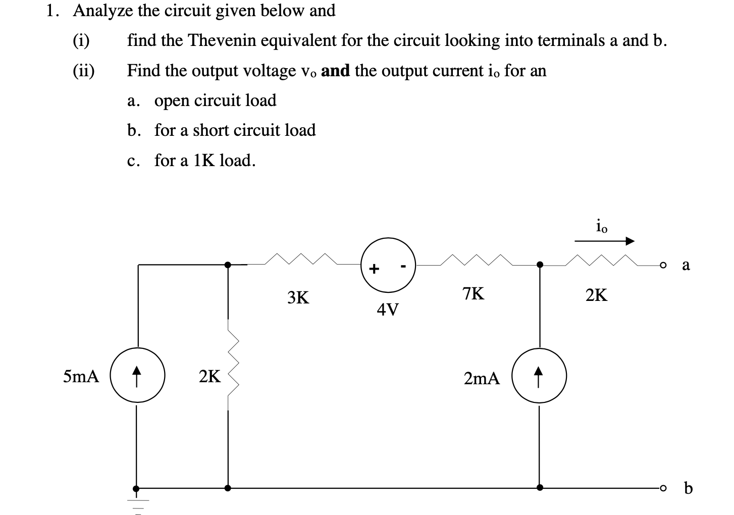 Solved 1. Analyze The Circuit Given Below And (i) Find The | Chegg.com