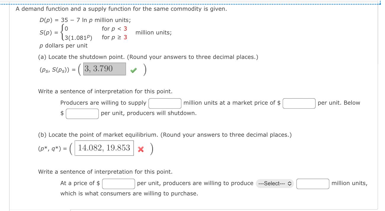 Solved A demand function and a supply function for the same | Chegg.com