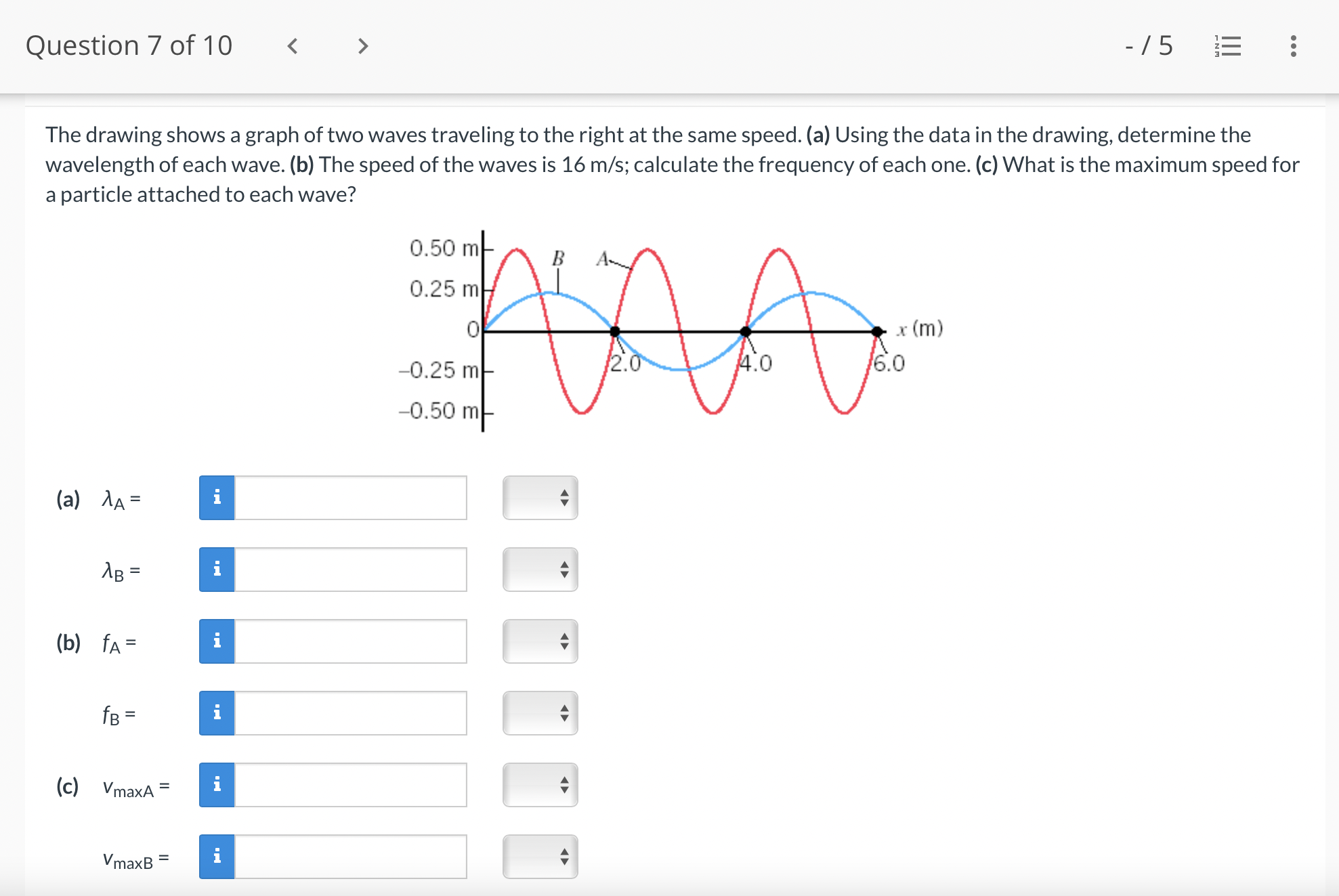 Solved The drawing shows a graph of two waves traveling to | Chegg.com