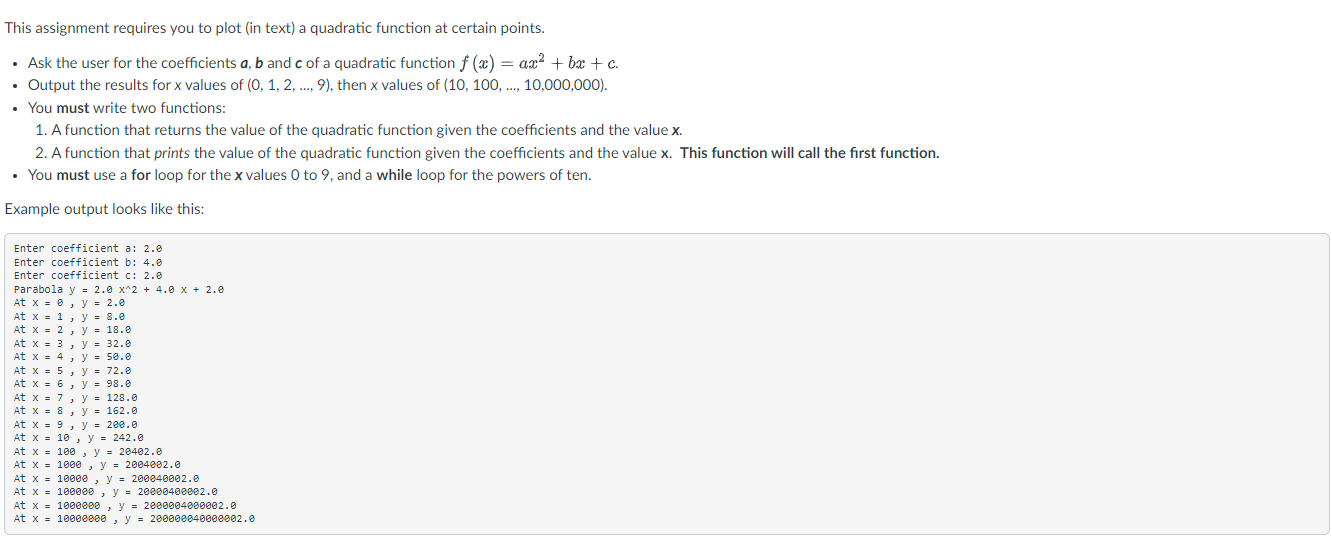 Solved This Assignment Requires You To Solve Quadratic