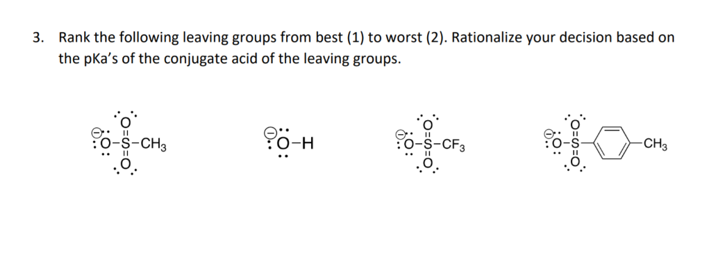 Rank The Leaving Groups Below From Worst To Best.
