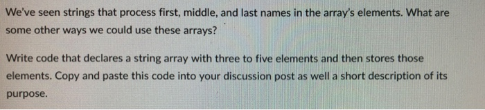 Solved We've seen strings that process first, middle, and | Chegg.com