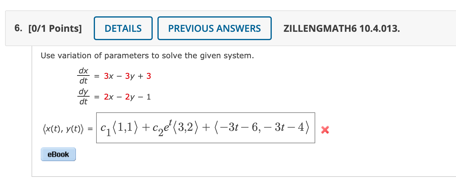 Solved 1 Points] ZILLENGMATH6 10.4.013. Use variation of | Chegg.com