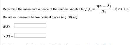 Solved Determine the mean and variance of the random | Chegg.com