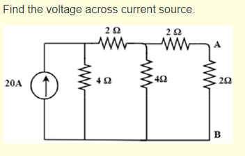 Solved Find the voltage across current source. 2Ω 2 Ω Λ AW | Chegg.com