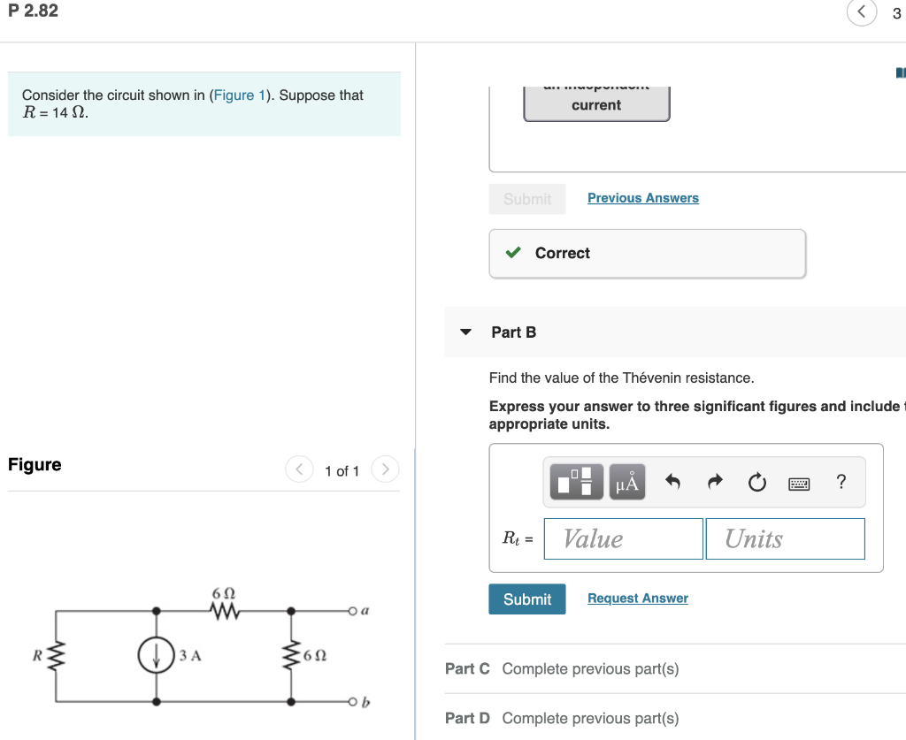 Solved P 2.82 Consider the circuit shown in (Figure 1). | Chegg.com