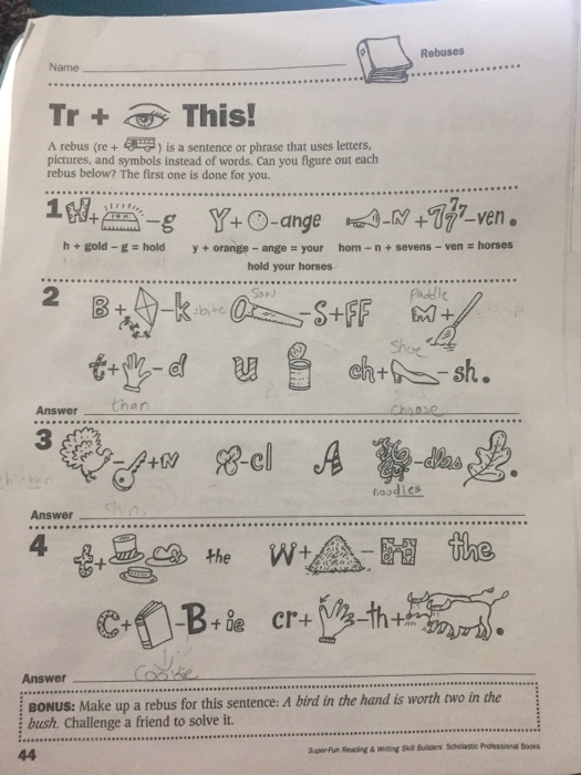 Rebuses Name Tr+This! A rebus (re + ) is a sentence | Chegg.com