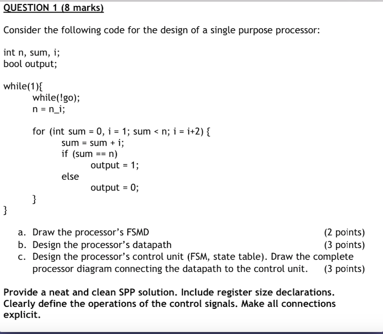 QUESTION 1 (8 marks) Consider the following code for | Chegg.com
