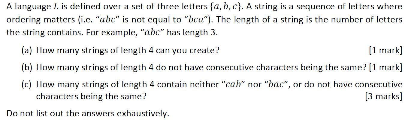 Solved A Language L Is Defined Over A Set Of Three Letters | Chegg.com