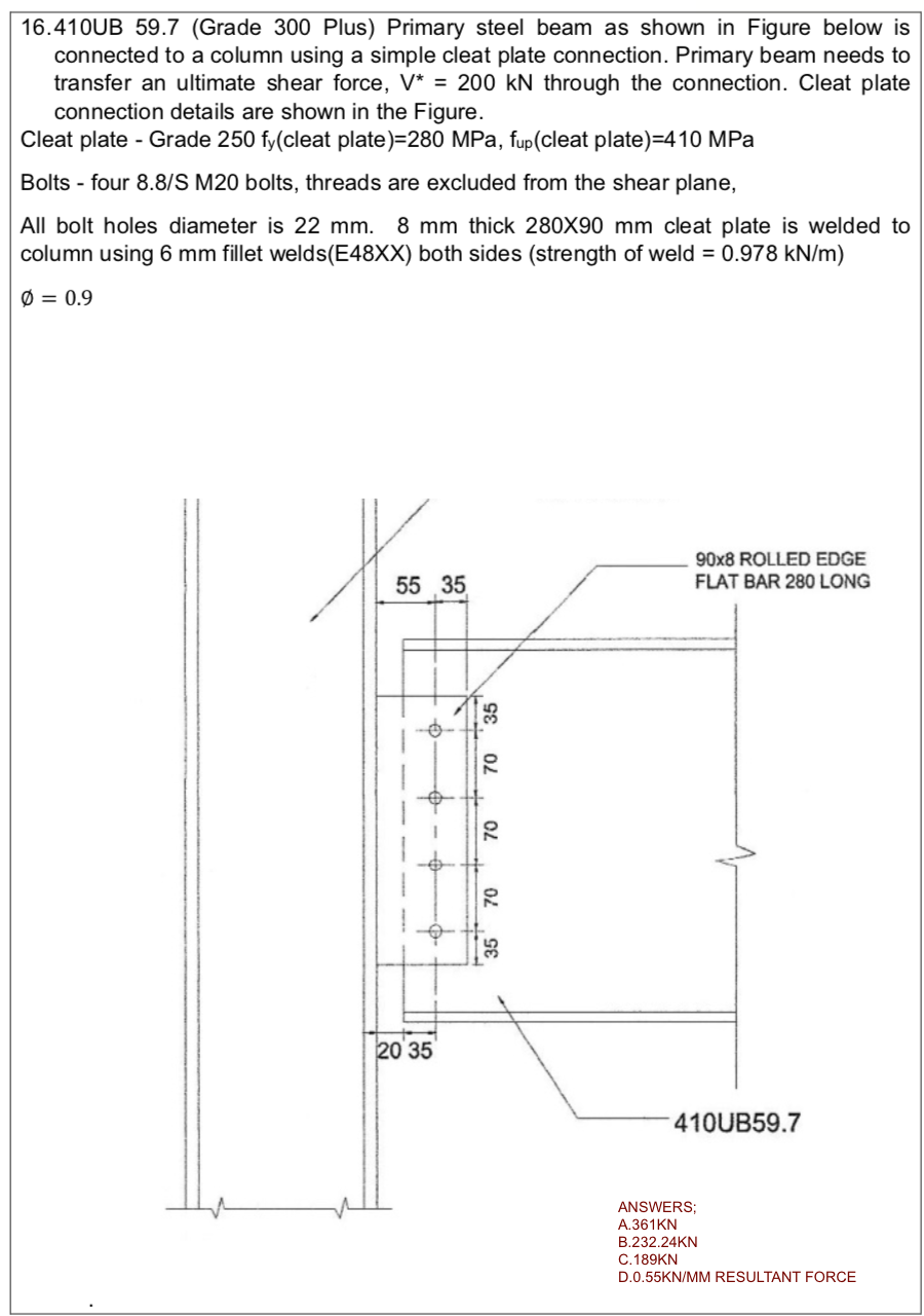 Solved a) Design shear capacity of beam web against tearing | Chegg.com