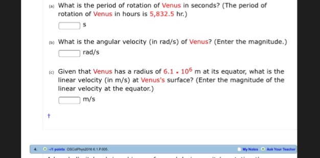 Venus Rotation Speed Solved a) What is the period of rotation of Venus in | Chegg.com