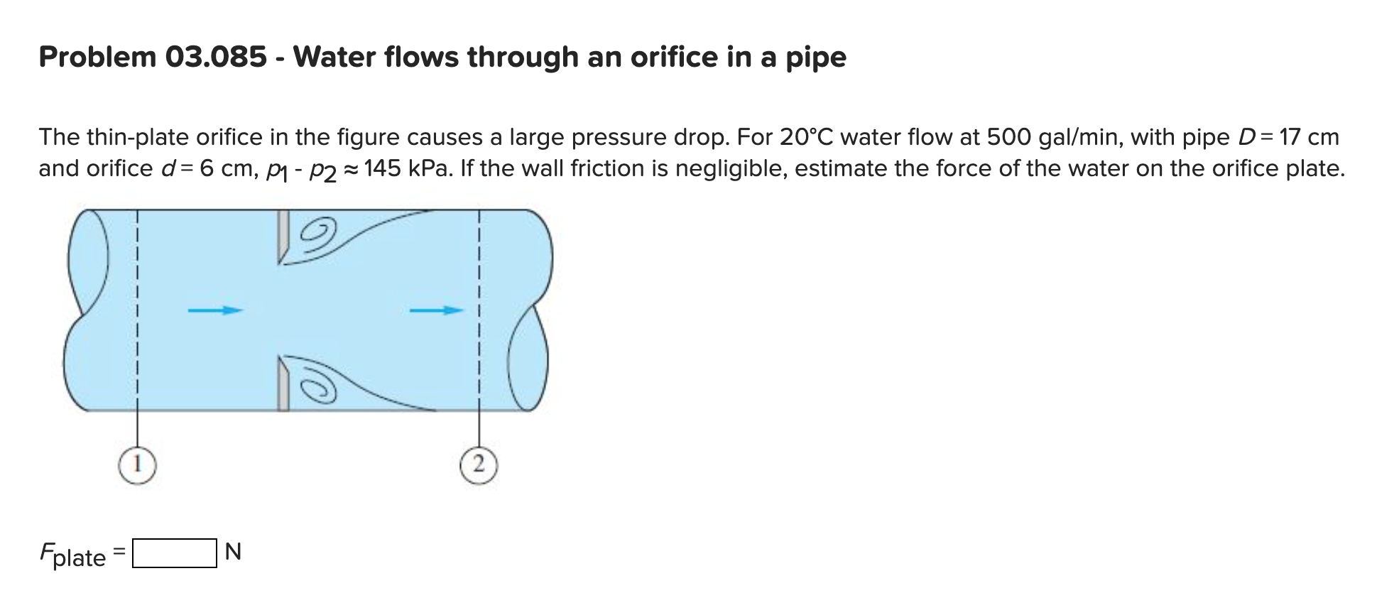 Solved Problem 03.085 Water flows through an orifice in a