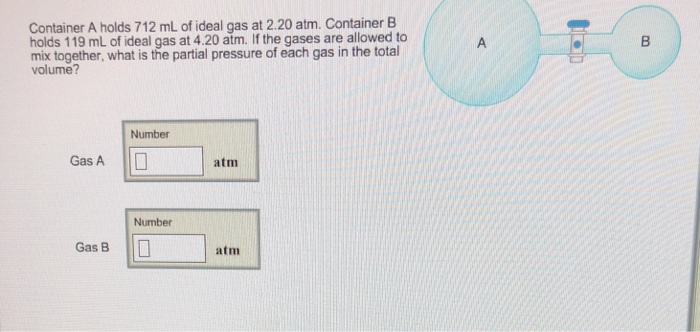 Solved Container A Holds 712 ML Of Ideal Gas At 2.20 Atm. | Chegg.com