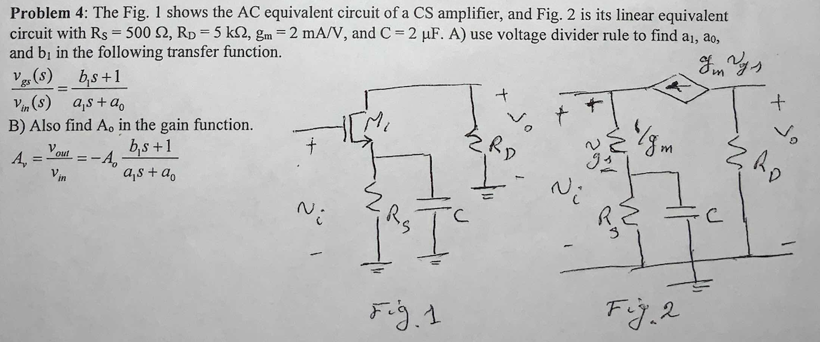 Solved Problem 4: The Fig. 1 shows the AC equivalent circuit | Chegg.com