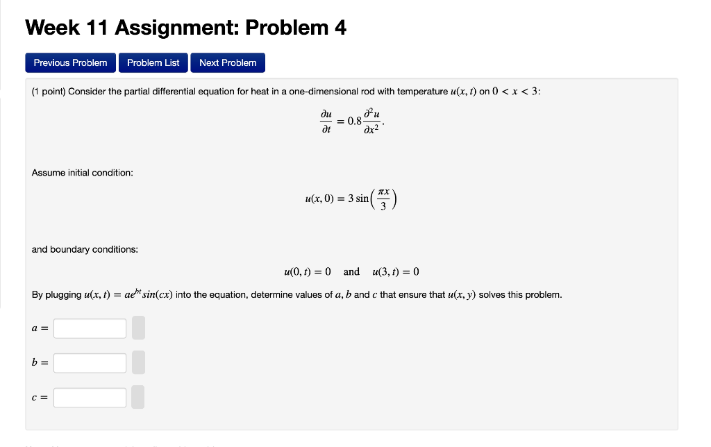 Solved Week 11 Assignment: Problem 4 Previous Problem | Chegg.com