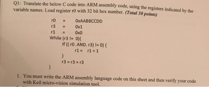 Solved Q1: Translate the below C code into ARM assembly | Chegg.com