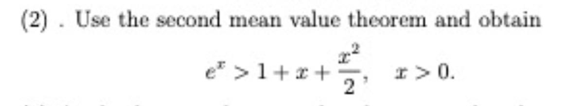 Solved (2) Use the second mean value theorem and obtain | Chegg.com