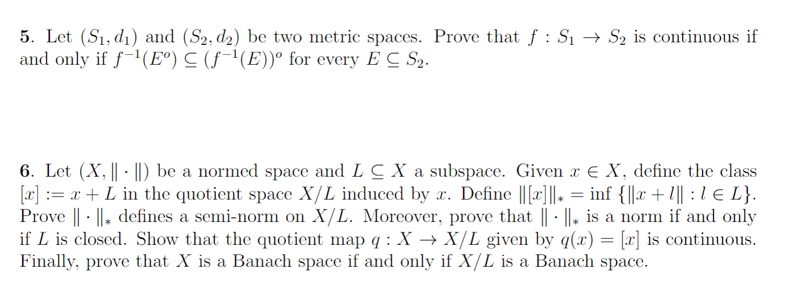 Solved 2 5. Let (S1, dı) and (S2, d2) be two metric spaces. | Chegg.com