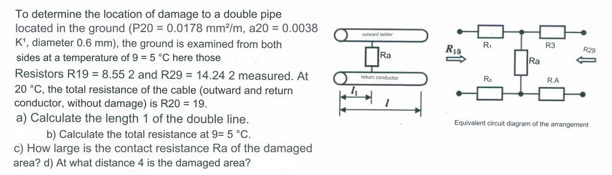 Solved To determine the location of damage to a double pipe | Chegg.com