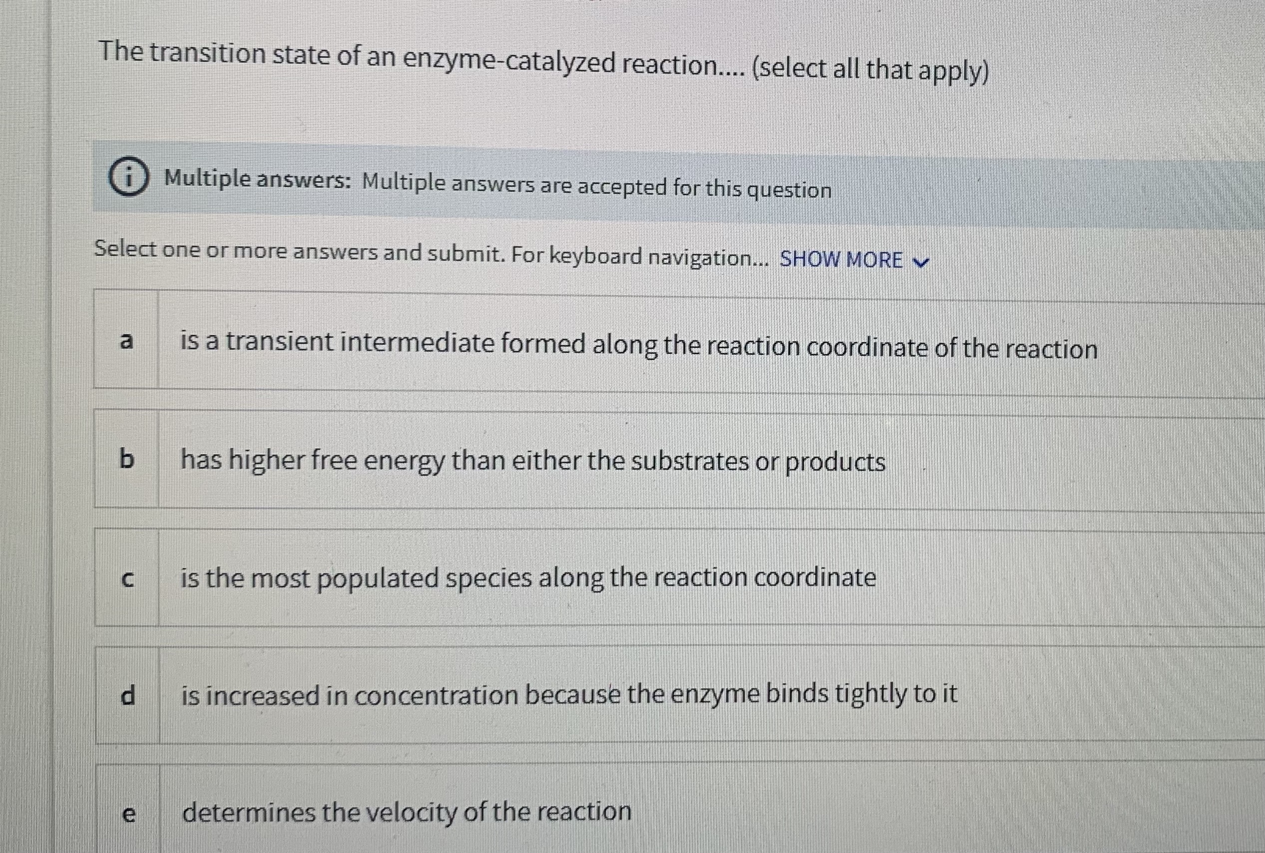 Enzyme catalysis of a chemical reaction ... Select an | Chegg.com