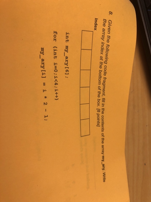 Solved iven the following code fragment, fill in the | Chegg.com