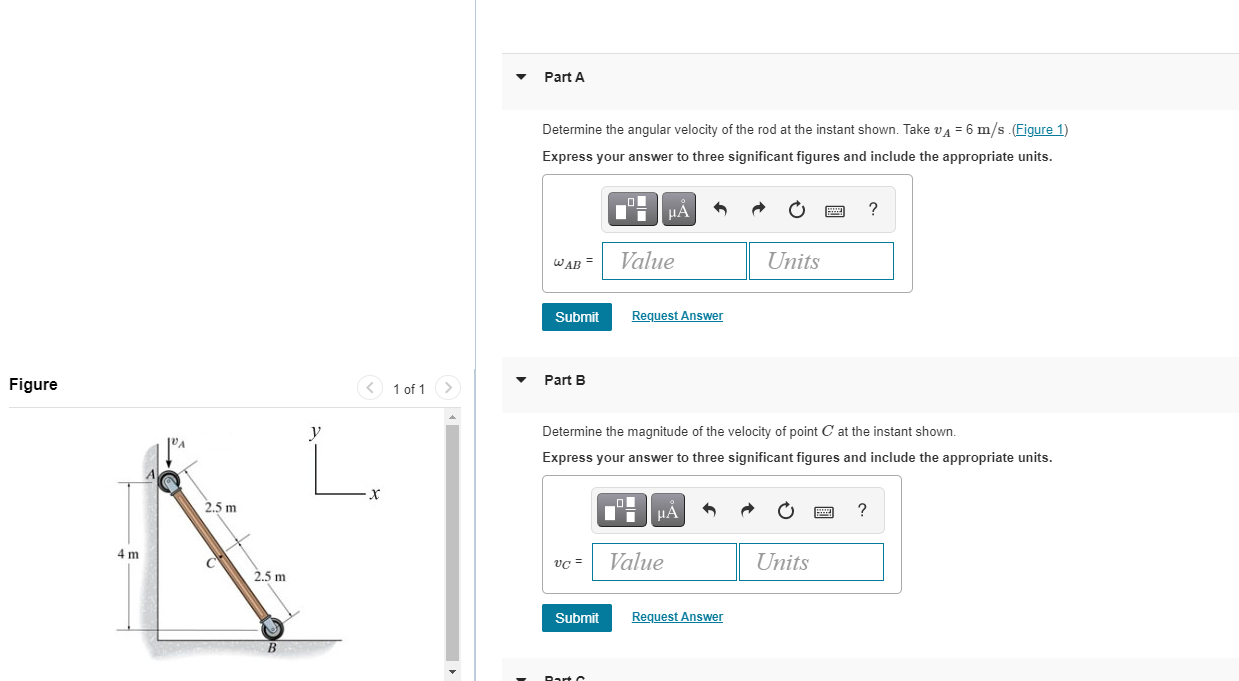 Solved Part A Determine the angular velocity of the rod at | Chegg.com