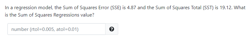 Solved In a regression model, the Sum of Squares Error (SSE) | Chegg.com