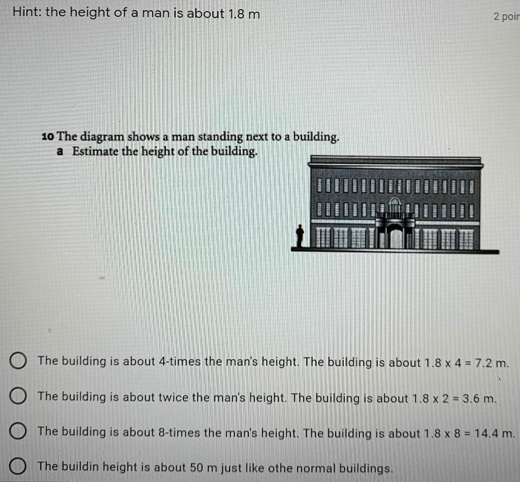 Solved Hint: the height of a man is about 1.8 m 2 poir 10 | Chegg.com