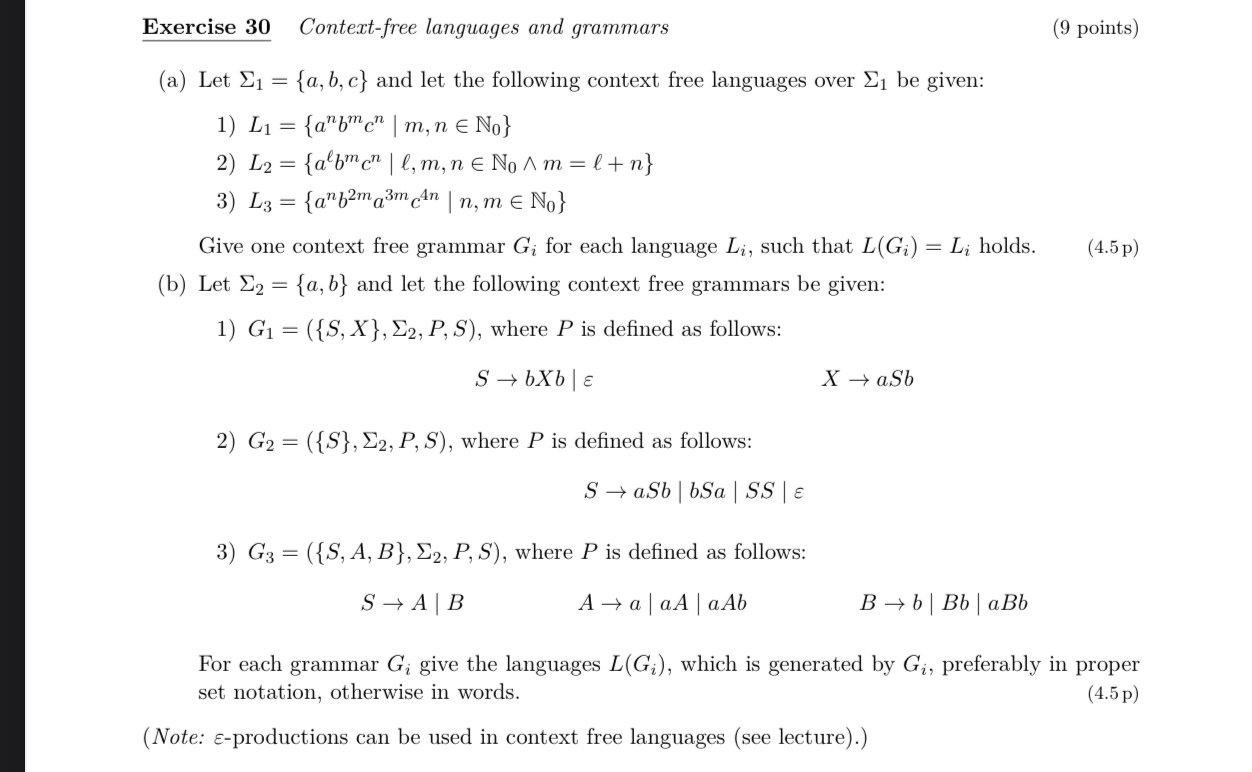 Solved Exercise 30 Context-free Languages And Grammars (9 | Chegg.com