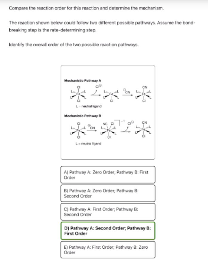 Solved Compare the reaction order for this reaction and | Chegg.com