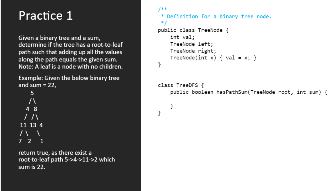 Solved Given a binary tree and a sum, determine if the tree | Chegg.com