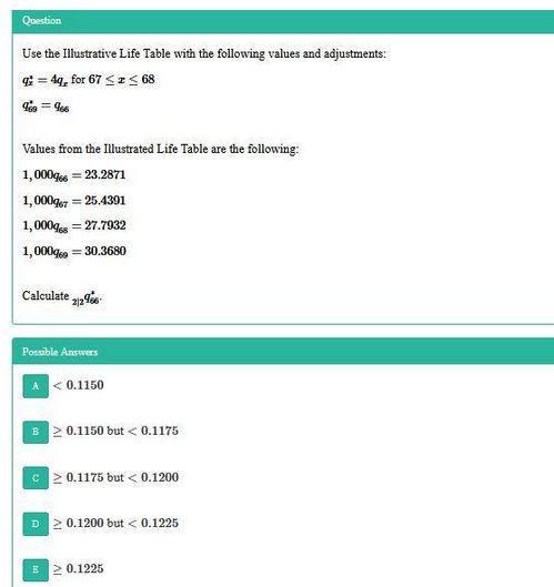 Solved Question Use the Illustrative Life Table with the | Chegg.com