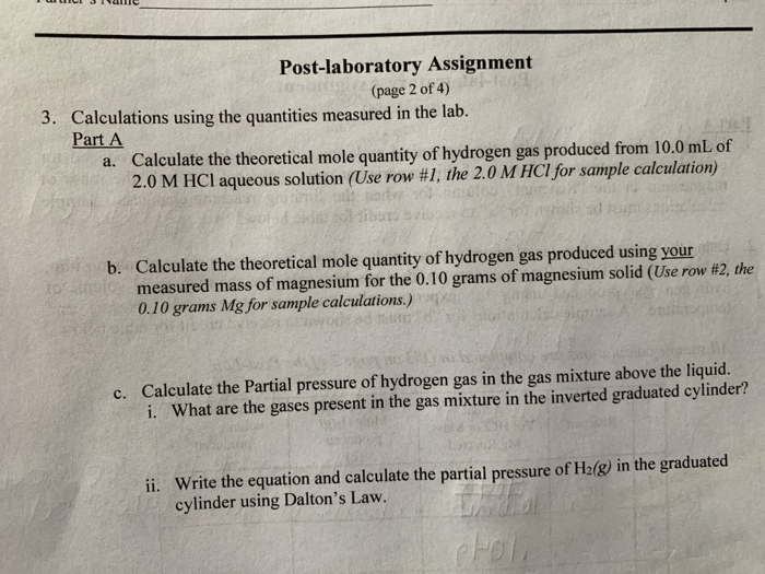 Solved Post-laboratory Assignment (page 2 Of 4) 3. | Chegg.com