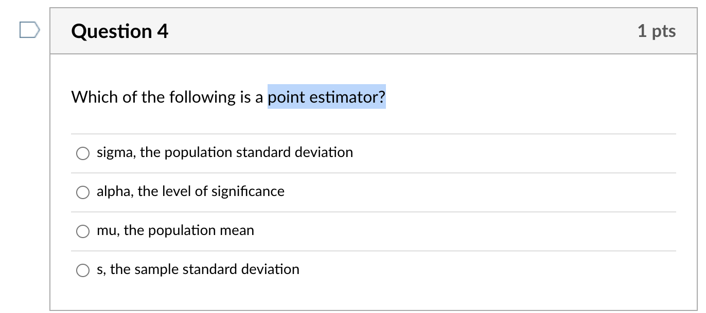 Solved Question 4 1 Pts Which Of The Following Is A Point