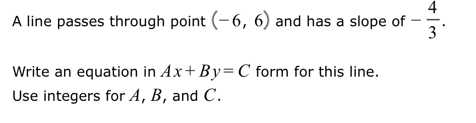 A line passes through point (−6,6) and has a slope of | Chegg.com