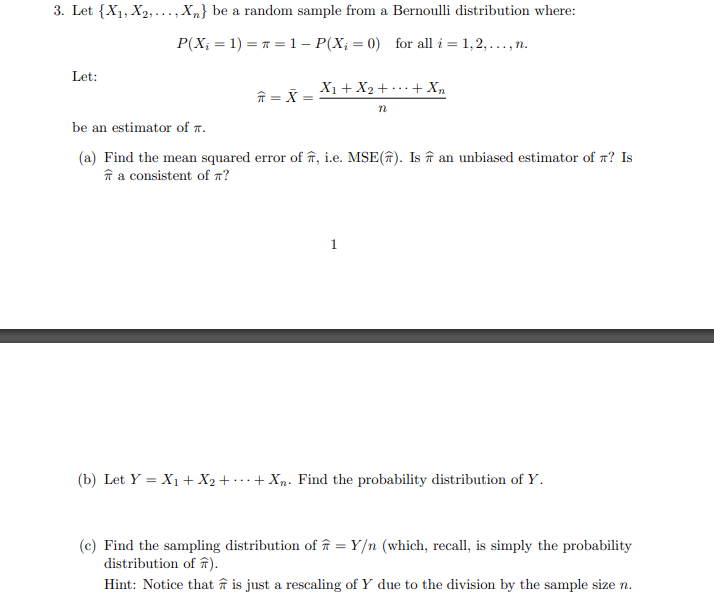 Solved 3. Let {X1, X2,...,xn} Be A Random Sample From A | Chegg.com