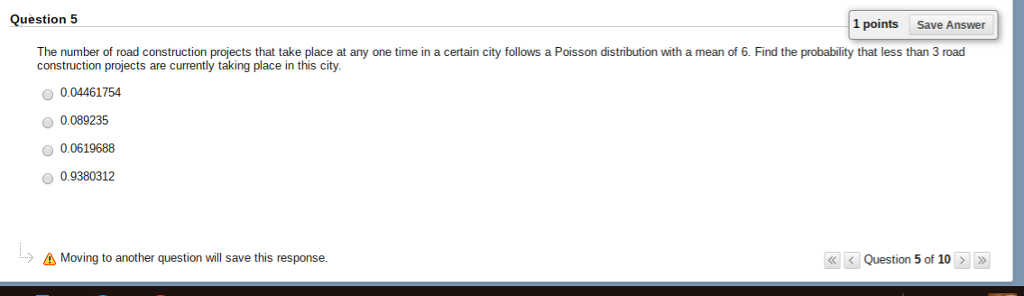Solved Question 5 1 points Save Answer The number of road | Chegg.com