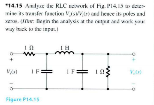 Solved *14.15 Analyze the RLC network of Fig. P14.15 to | Chegg.com