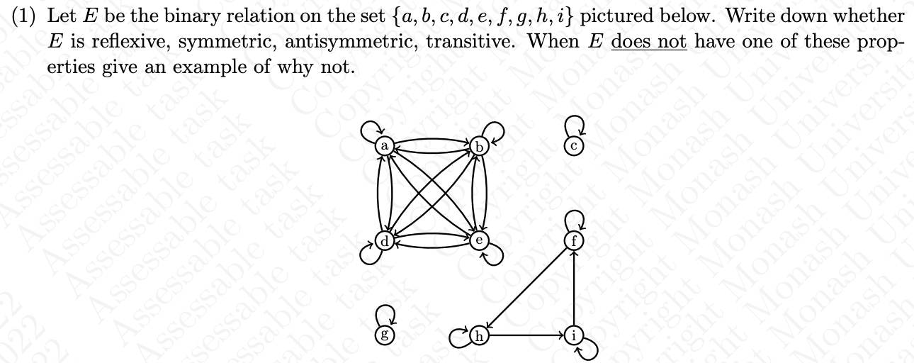 Solved (1) Let E Be The Binary Relation On The Set {a, B, C, | Chegg.com