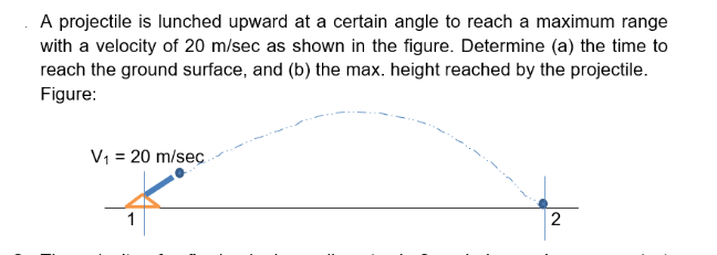 Solved A Projectile Is Lunched Upward At A Certain Angle To 