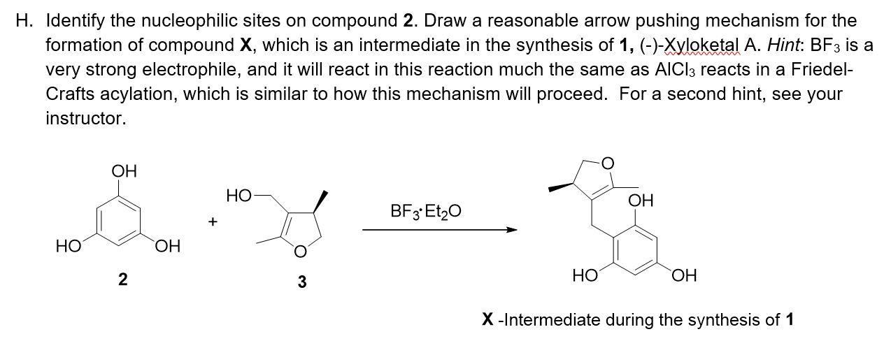 Solved H. Identify the nucleophilic sites on compound 2. | Chegg.com