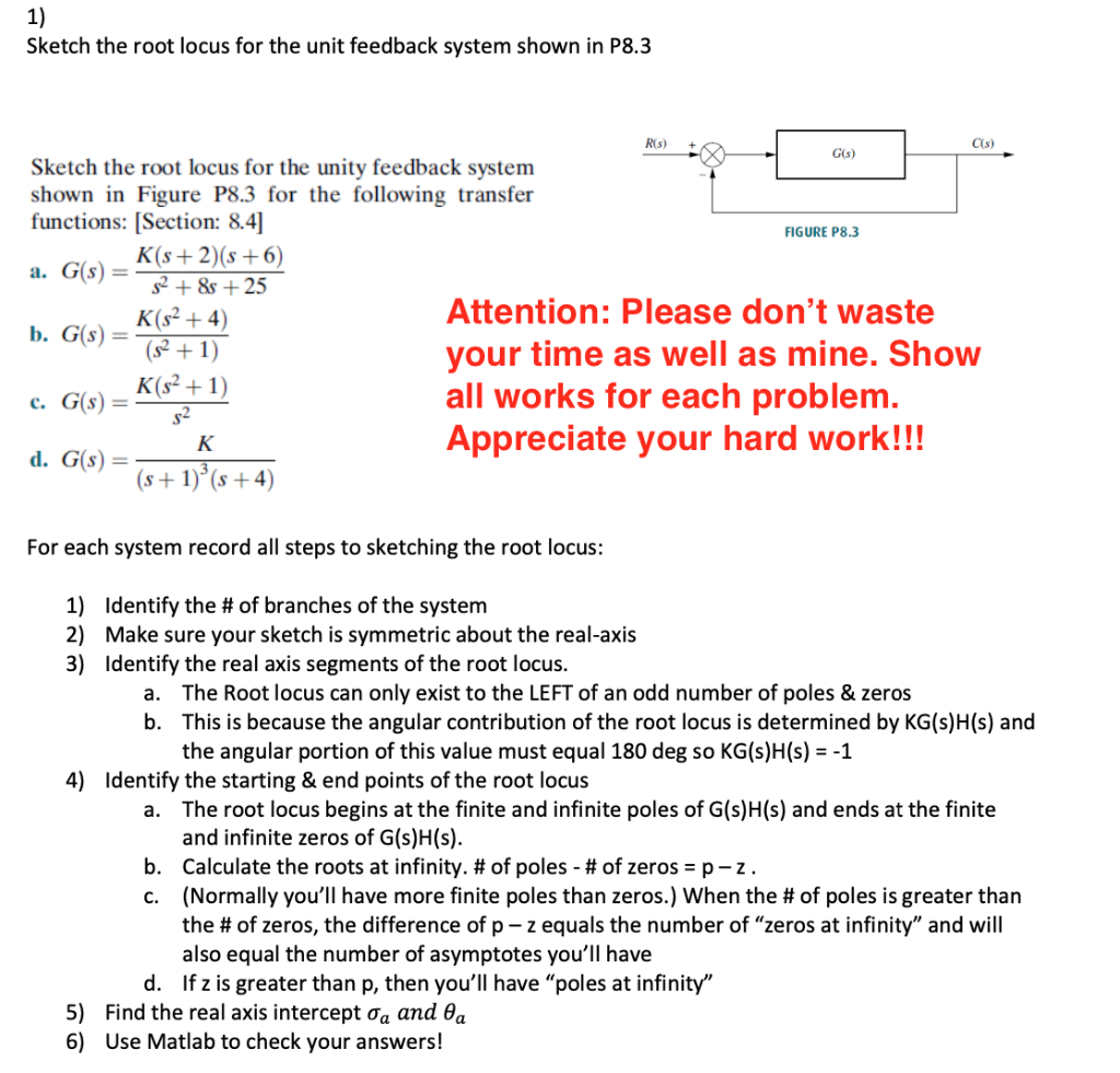 Solved Sketch The Root Locus For The Unit Feedback System | Chegg.com