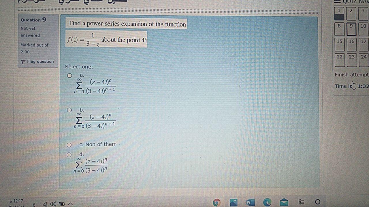 Solved 1 2 3 Question 9 Find a power-series expansion of the | Chegg.com