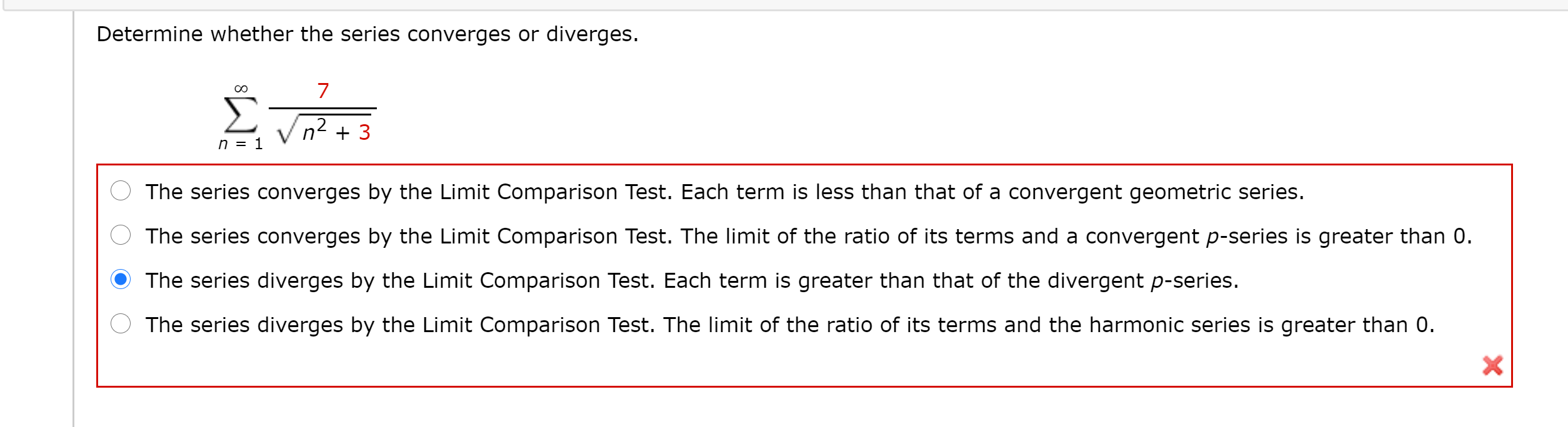 Solved Determine Whether The Series Converges Or Diverges 0021