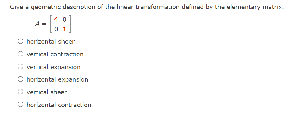 Solved Give a geometric description of the linear | Chegg.com